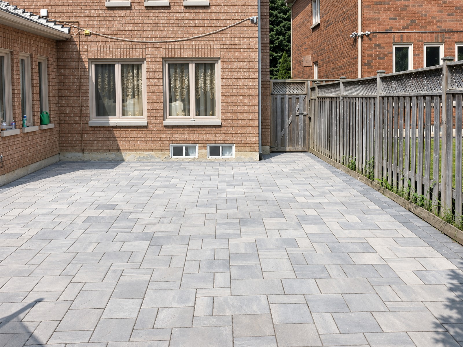 Completed light-grey interlocking patio