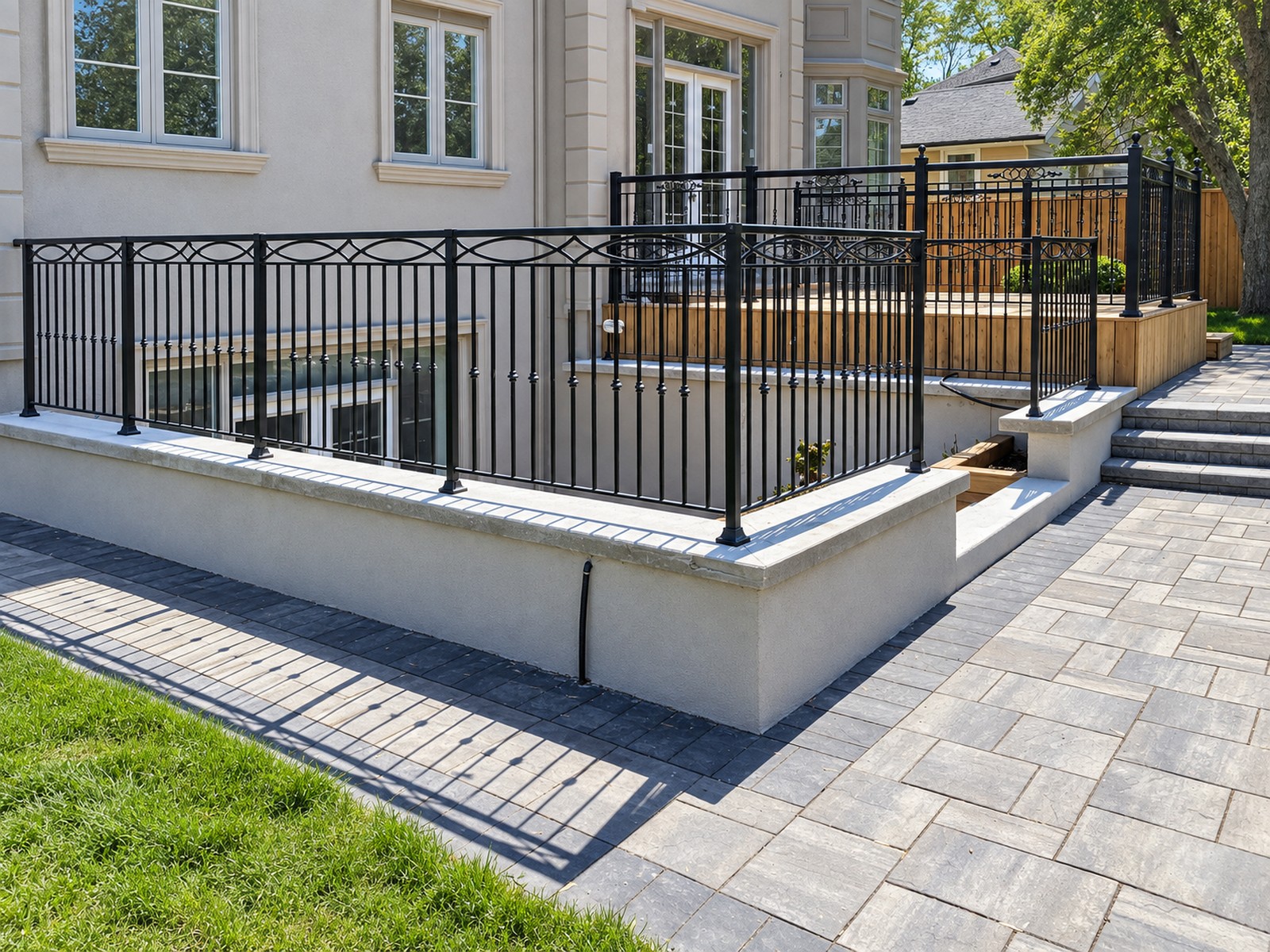 Finished interlocking and raised terrace